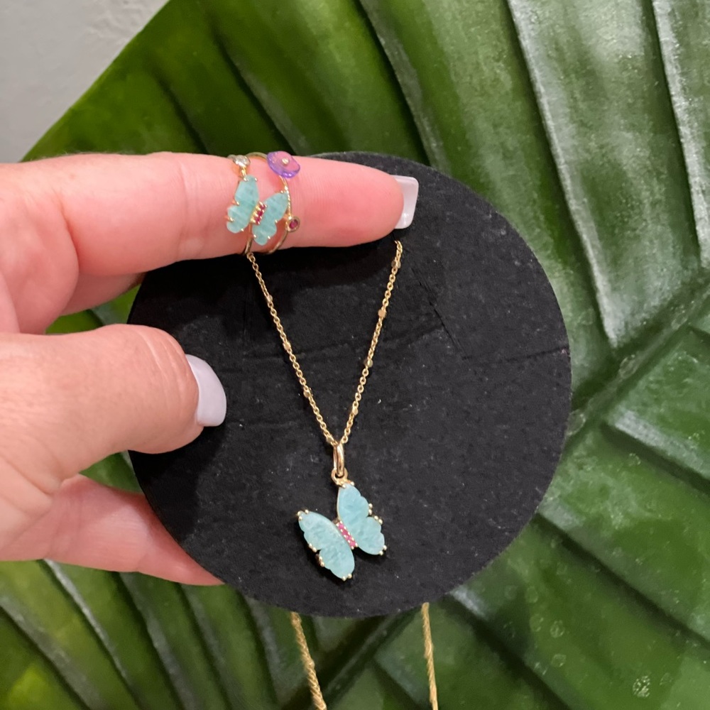 Tous Vita Butterfly collection 18K Gold with Amazonite and Ruby gems
